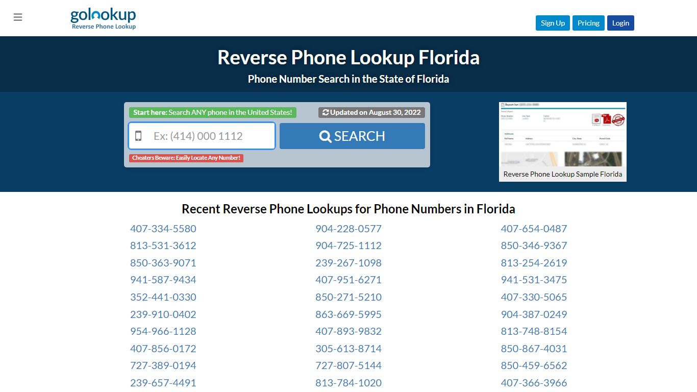 Florida Reverse Phone LookUp